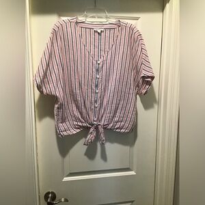Beach lunch lounge linen button up tie shirt